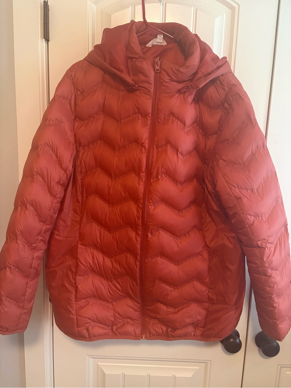 Time and Tru Orange Quilted Hooded Jacket